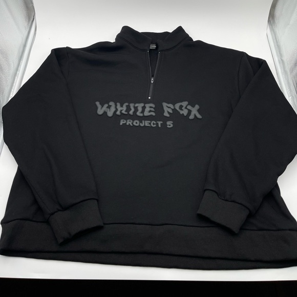 White Fox Boutique Project 5 1/4 Zip Black Sweatshirt Size L/XL Pullover Casual - Picture 3 of 11